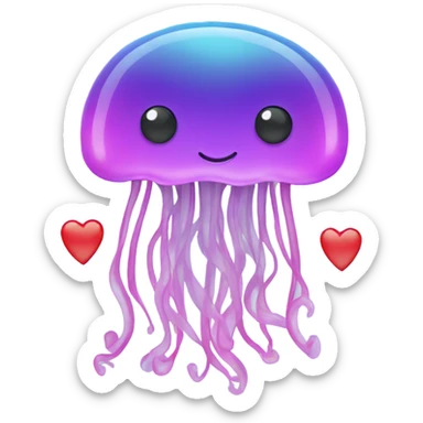 jellyfish with hearts sticker