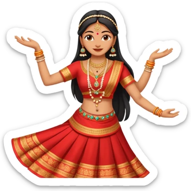 Indian woman in traditional clothes dances.  format portrait sticker