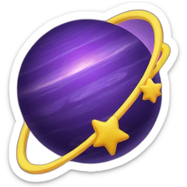 Purple planet, yellow star rings sticker