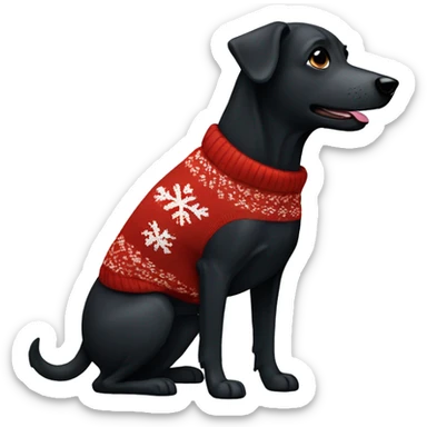 Black dog with Christmas jumper  sticker