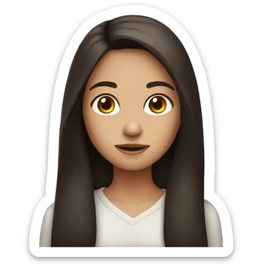Girl with long dark brown hair and brown eyes sticker