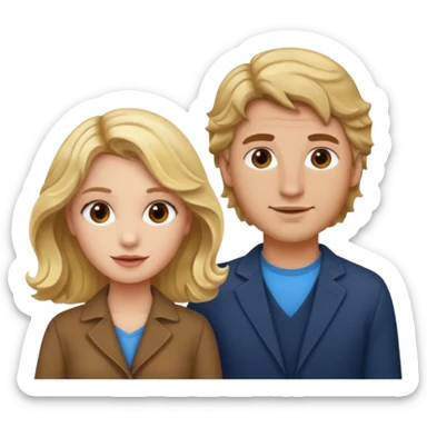 Uma mulher loira e um homem de cabelo castanho ondulado  sticker