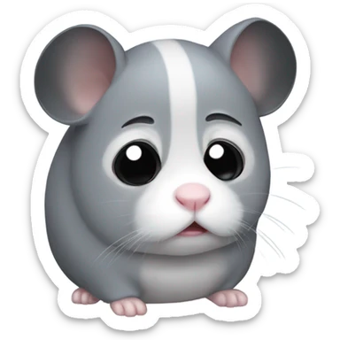 Sad Gray hamster with huge black crying eyes  sticker