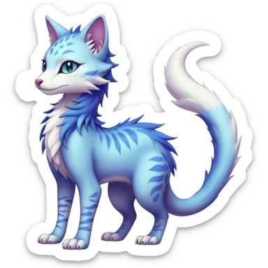 Kawaii divine pastel elegant cute beautiful realistic edgy fantasy feline-vernid-sergal-fursona animal creature with a tufted tail full body with intricate markings  sticker