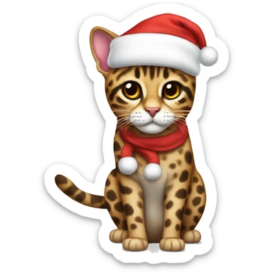 Leopard cat with santa hat sticker