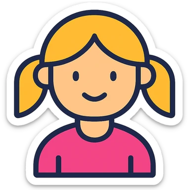 a girl in a color outline icon style sticker
