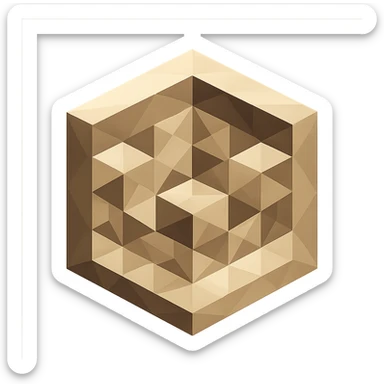 low-poly 3D cube with a geometric tile pattern interior sticker