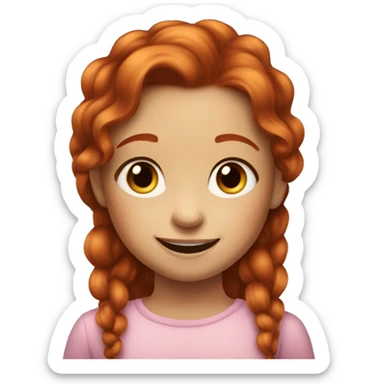 Create a happy 5year old girl with medium length red hair, a few freckles, who is a little mischevious sticker