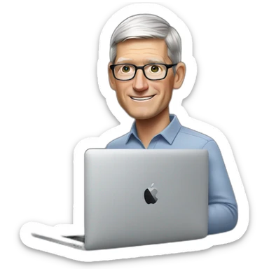 tim cook with a macbook pro sticker
