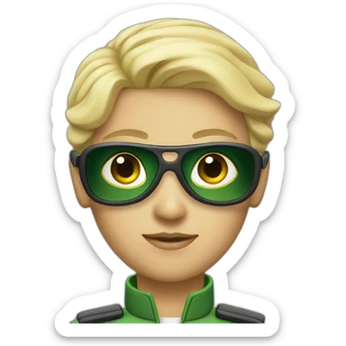 Blonde Pilot with green uniform wearing sunglasses  sticker