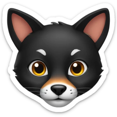 Black-cat-fox face-cute sticker