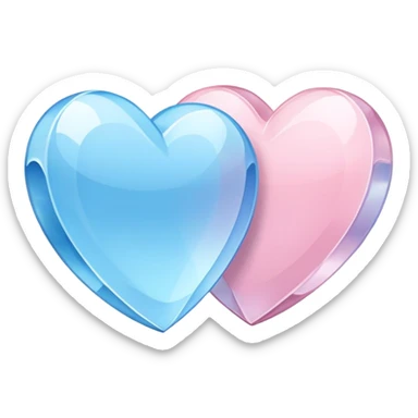 Crystal heart, one blue and one pink (pastels)  sticker