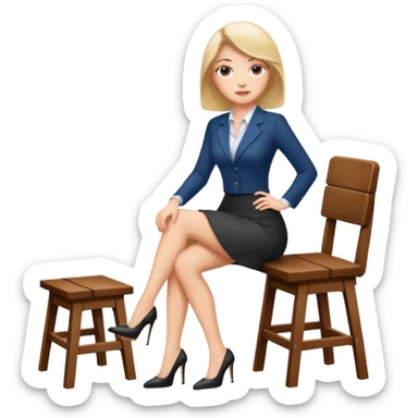 Business woman with short skirt and high heels sitting on chair sticker