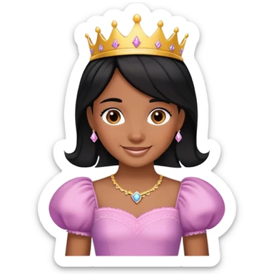 smiling girl with black hair as a princess  sticker