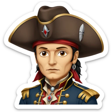 Adam Ant painted with Indian war colors is wearing like a highwaymen,   sticker