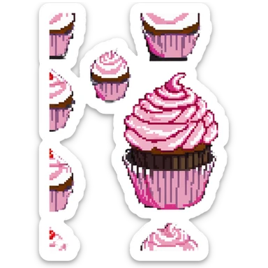 cupcake with swirled pink frosting sticker