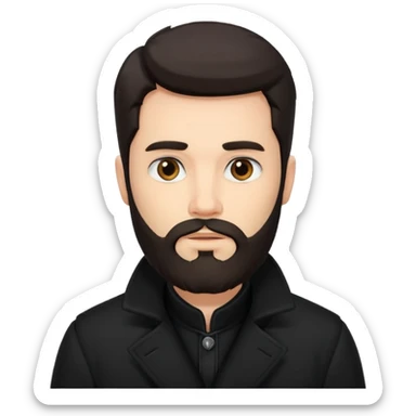 bearded man in black in black coat  sticker