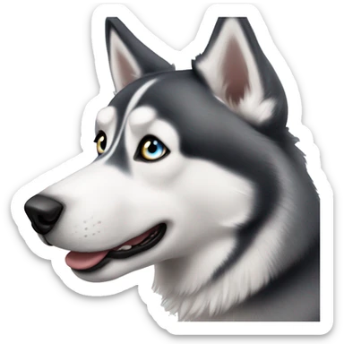 Realistic husky with heterochromia sticker