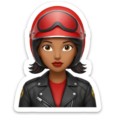 Motorbiker black woman with red leather jacket sticker