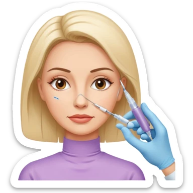 Woman taking a botox injection in the face sticker
