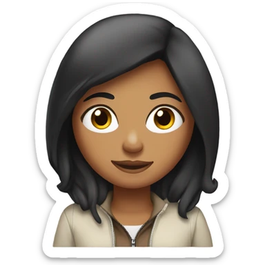 Tanned woman with long black hair as a ski girl sticker