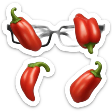 Red Pepper in black star glasses sticker