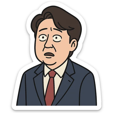 flat toon style portrait of Lee Jun Seok, opposition leader sticker