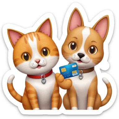 A cat and a dog ordered online the credit card in my hand sticker