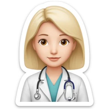 doctor, medical professional, stethoscope, white coat, friendly expression, simple background sticker