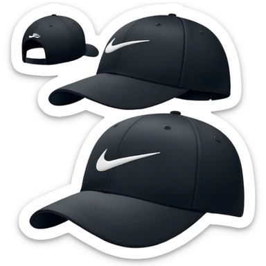 Black Nike baseball cap with Nike swoosh logo on the front. Just the cap alone without a person. sticker