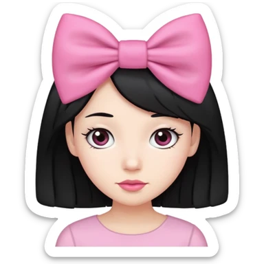 cabelo preto com laço rosa  sticker