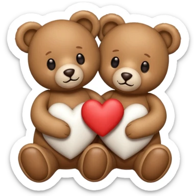 Two teddy bears with hearts  sticker