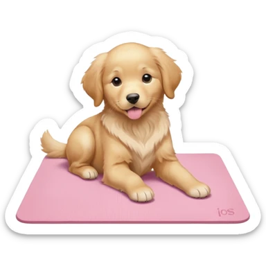 Golden retriever puppy on light pink yoga mat sticker