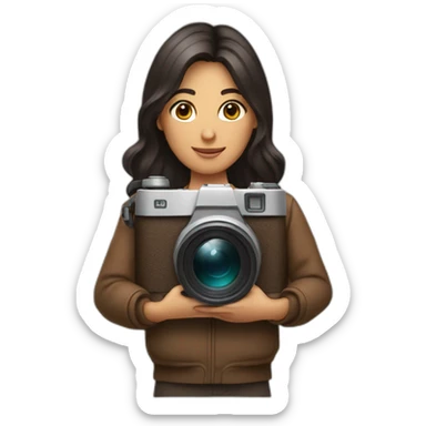 Brune with a photo camera sticker