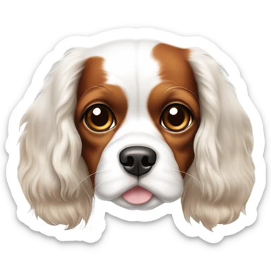 cavalier king charles white and brown with a brown dot in head between ears sticker