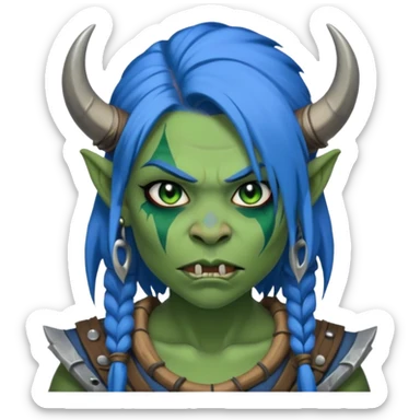 ork woman with blue hair sticker
