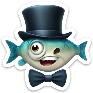 Fish with a bowler hat sticker