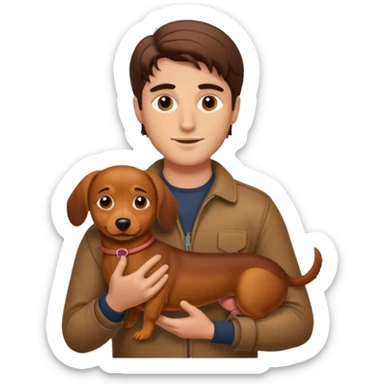 Jacob Elordi holding a wiener dog sticker