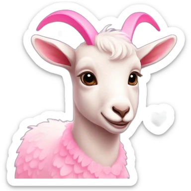 Baby goat covered in little pink hearts sticker