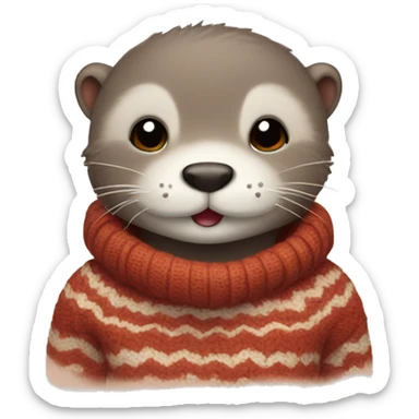 Cute otter in cozy sweater sticker