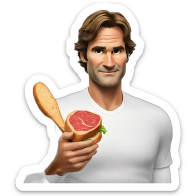 Federer eating two steaks sticker