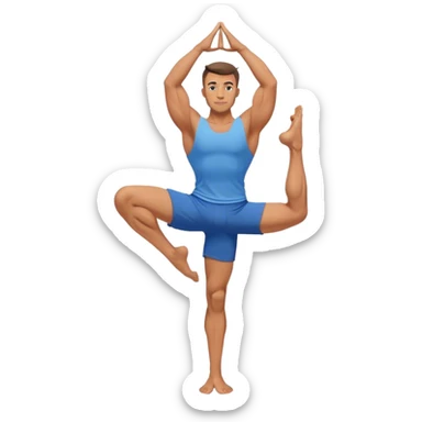 jacked man blue shorts Vrksasana-pose yoga sticker