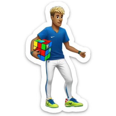 Neymar with white pants with a Rubix cube in hes hand sticker