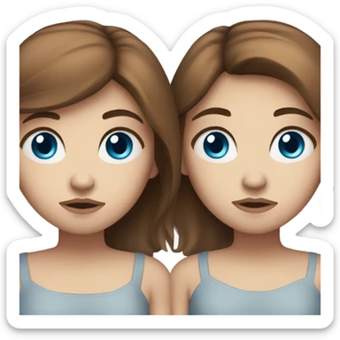 beautiful sad girl fair skin blue eyes  brown hair sticker