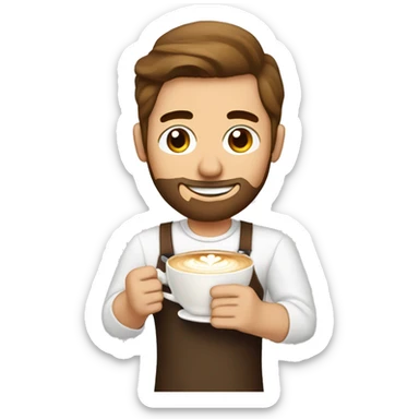 Man making a latte with latte art  sticker
