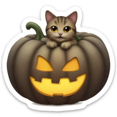 Cat on a pumpking sticker