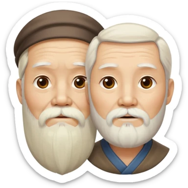 wise chinese old man with long beard and mature blond woman sticker