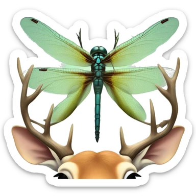 Dragonfly on the back of a deer sticker