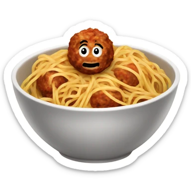 spaghetti with meatballs in a bowl sticker