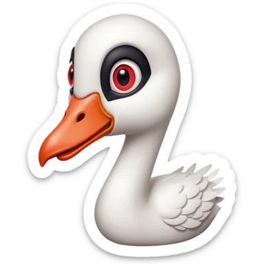 A creepy goose with red eyes in a 0.5 angle  sticker